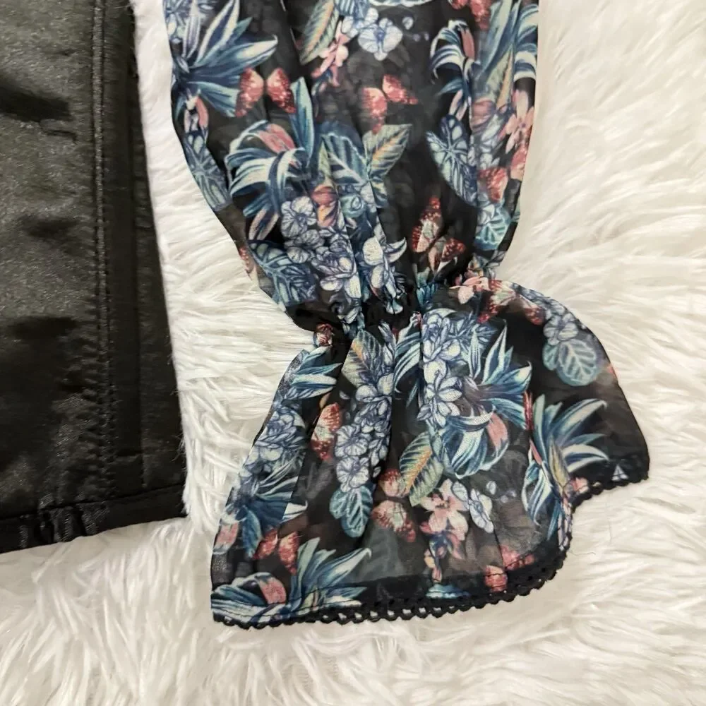 Corset Story Elegant Overbust Corset Top Floral Chiffon Sleeves US 16 NEW 36'' - Picture 6 of 15